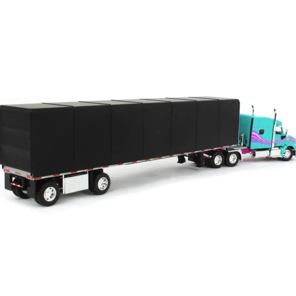 Manufacturer_DCP by First Gear Box Trucks & Trailers<1/64 Teal & Black Peterbilt 579 Sleeper w/ 53' Utility Roll Tarp Trailer, DCP by First Gear