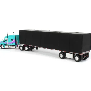 Manufacturer_DCP by First Gear Box Trucks & Trailers<1/64 Teal & Black Peterbilt 579 Sleeper w/ 53' Utility Roll Tarp Trailer, DCP by First Gear