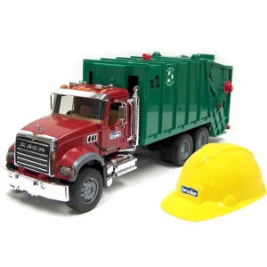 Outback Toys Cranes | Tow & Straight Trucks<1/16th Bruder MACK Granite Rear Loading Garbage Truck & Hard Hat by Bruder