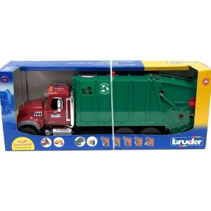 Outback Toys Cranes | Tow & Straight Trucks<1/16th Bruder MACK Granite Rear Loading Garbage Truck & Hard Hat by Bruder