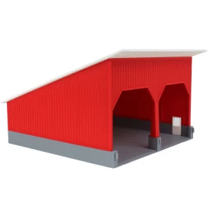 Outback Toys 3D Print & Small Accessories<1/64 The Double Bay 40ft x 40ft Cattle Shed, Red/White, 3D Printed