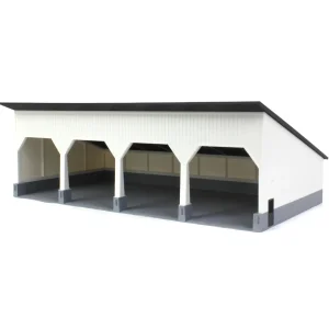 Outback Toys 3D Print & Small Accessories<1/64 The Quad Bay 40ft x 80ft Cattle Shed, Black/White, 3D Printed