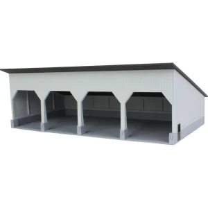 Outback Toys 3D Print & Small Accessories<1/64 The Quad Bay 40ft x 80ft Cattle Shed, Gray/Black, 3D Printed