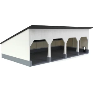 Outback Toys 3D Print & Small Accessories<1/64 The Quad Bay 40ft x 80ft Cattle Shed, Black/White, 3D Printed
