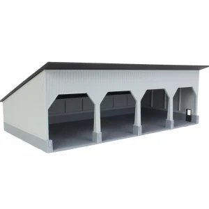 Outback Toys 3D Print & Small Accessories<1/64 The Quad Bay 40ft x 80ft Cattle Shed, Gray/Black, 3D Printed