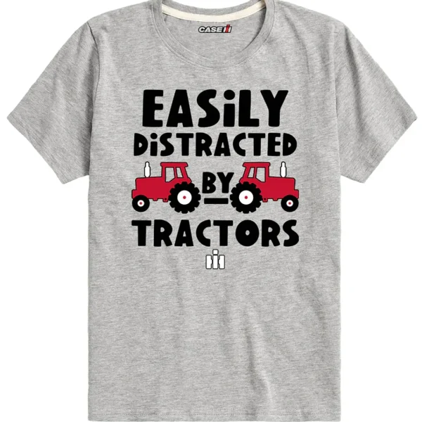 Outback Toys Ih Farmall<Toddler IH Easily Distracted by Tractors Gray Short Sleeve T-Shirt