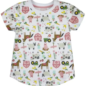Outback Toys John Deere<Toddler John Deere White & Pink Farm Elements Short Sleeve T-Shirt