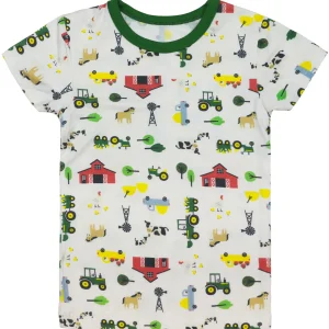 Outback Toys John Deere<Toddler John Deere White & Green Farmland Short Sleeve Pajama Set