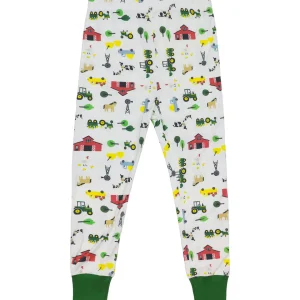 Outback Toys John Deere<Toddler John Deere White & Green Farmland Short Sleeve Pajama Set