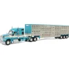Manufacturer_DCP by First Gear Agricultural Trucks<1/64 Turquoise & Cream Kenworth W990 with Wilson Silverstar Livestock Trailer, DCP by First Gear