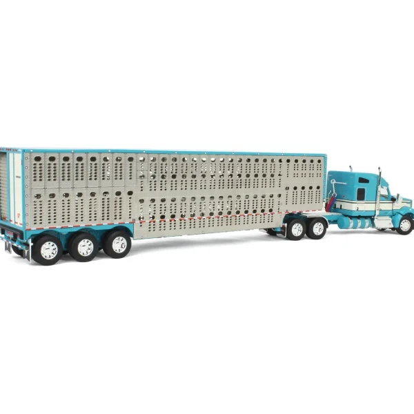 Manufacturer_DCP by First Gear Agricultural Trucks<1/64 Turquoise & Cream Kenworth W990 with Wilson Silverstar Livestock Trailer, DCP by First Gear