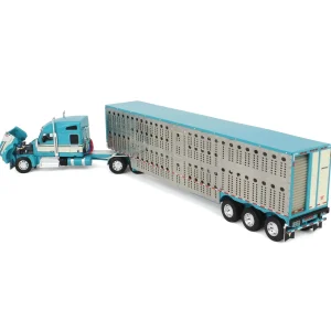 Manufacturer_DCP by First Gear Agricultural Trucks<1/64 Turquoise & Cream Kenworth W990 with Wilson Silverstar Livestock Trailer, DCP by First Gear