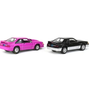 Manufacturer_Greenlight Collectibles Cars & Suvs<1/64 Twin Pack 1988 Ford Mustang GT Stock & Modified Set, Black/Silver & Pink, LP Diecast Project Garage
