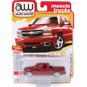 Manufacturer_Auto World Pickup Trucks<Ultra Red Chase ~ 1/64 2006 Chevrolet Silverado SS Extended Cab Fleetside Pickup Truck, Victory Red, Auto World