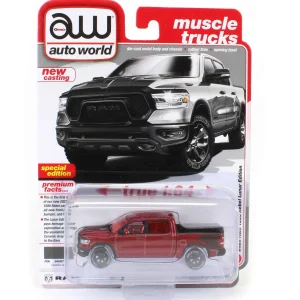 Manufacturer_Auto World Pickup Trucks<Ultra Red Chase ~ 1/64 2023 Dodge Ram Rebel Havoc Edition, Gray, Auto World