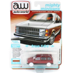 Manufacturer_Auto World Cars & Suvs<Ultra Red Chase ~ 1/64 Auto World 1985 Dodge Caravan, DW2 White with Woodgrain