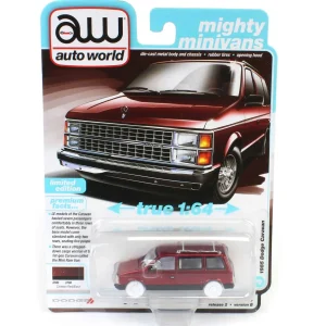 Manufacturer_Auto World Cars & Suvs<Ultra Red Chase ~ 1/64 Auto World 1985 Dodge Caravan, Crimson Red with Black