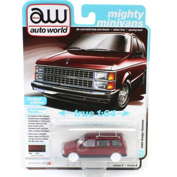 Manufacturer_Auto World Cars & Suvs<Ultra Red Chase ~ 1/64 Auto World 1985 Dodge Caravan, Crimson Red with Black