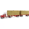 Manufacturer_DCP by First Gear Lowboys & Flatbeds<1/64 Viper Red Peterbilt 389 Day Cab with Utility Dual Flatbeds & Hay Load, DCP by First Gear