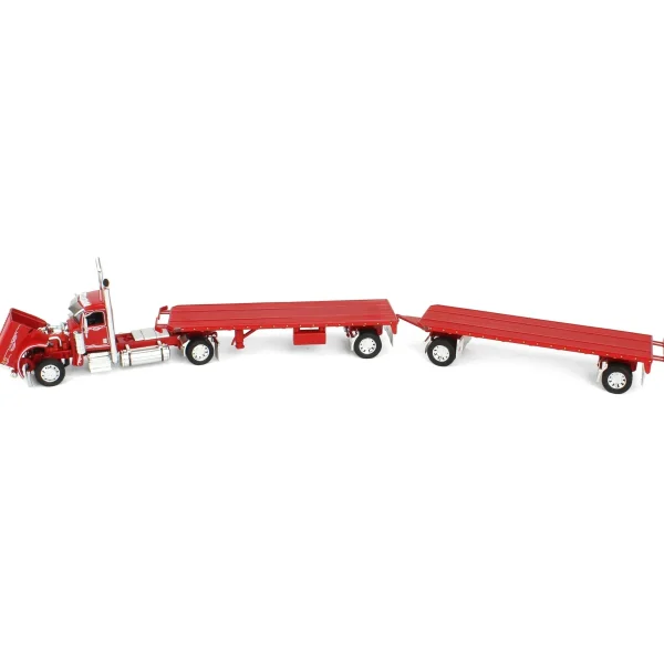 Manufacturer_DCP by First Gear Lowboys & Flatbeds<1/64 Viper Red Peterbilt 389 Day Cab with Utility Dual Flatbeds & Hay Load, DCP by First Gear