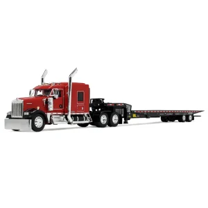 Manufacturer_DCP by First Gear Lowboys & Flatbeds<1/64 Viper Red/Black Kenworth W900L with Landoll 440B-50CA Traveling Axle Trailer, DCP by First Gear