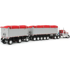 Manufacturer_DCP by First Gear Dump Trucks<1/64 Viper Red/Silver Kenworth W900L with 31ft & 20ft End Dump Trailers, DCP by First Gear