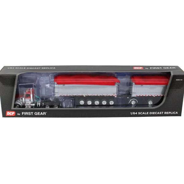 Manufacturer_DCP by First Gear Dump Trucks<1/64 Viper Red/Silver Kenworth W900L with 31ft & 20ft End Dump Trailers, DCP by First Gear