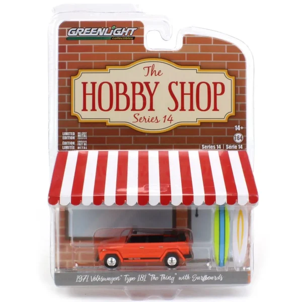 Manufacturer_Greenlight Collectibles Cars & Suvs<1/64 1971 Volkswagen Thing with Surfboards, Hobby Shop Series 14