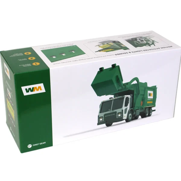 Manufacturer_First Gear, Inc. Tow & Straight Trucks<1/25 Waste Management Mack LR Refuse Truck w/ Lights & Sounds, McNeilus Meridian Front Loader & Bin