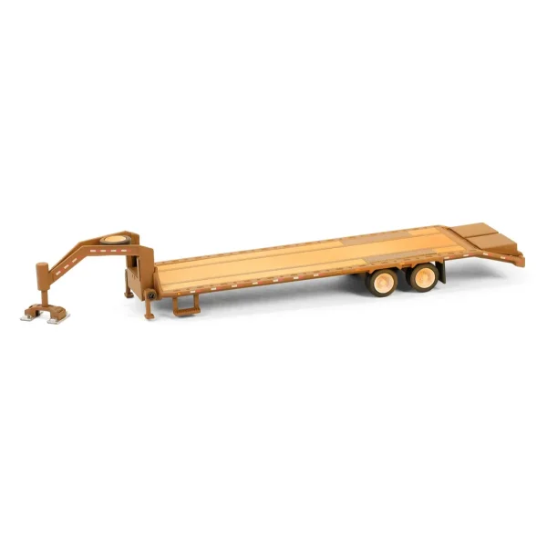 Manufacturer_Greenlight Collectibles Lowboys & Flatbeds<1/64 Weathered Gooseneck Trailer with Red & White Conspicuity Stripes, Hobby Exclusive