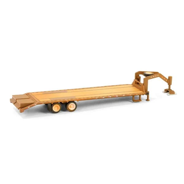 Manufacturer_Greenlight Collectibles Lowboys & Flatbeds<1/64 Weathered Gooseneck Trailer with Red & White Conspicuity Stripes, Hobby Exclusive