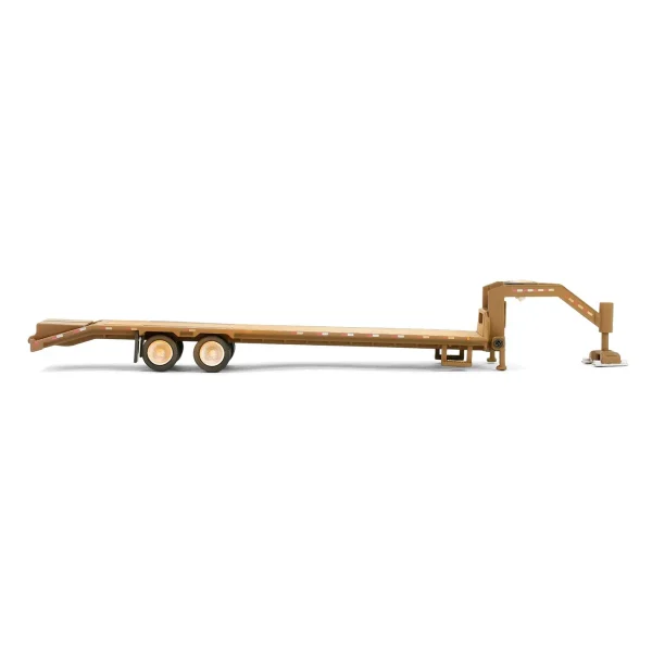 Manufacturer_Greenlight Collectibles Lowboys & Flatbeds<1/64 Weathered Gooseneck Trailer with Red & White Conspicuity Stripes, Hobby Exclusive