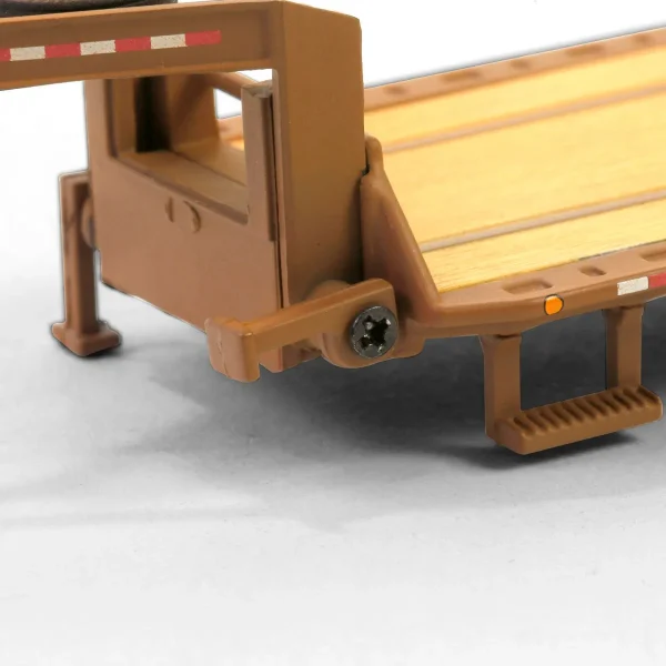 Manufacturer_Greenlight Collectibles Lowboys & Flatbeds<1/64 Weathered Gooseneck Trailer with Red & White Conspicuity Stripes, Hobby Exclusive
