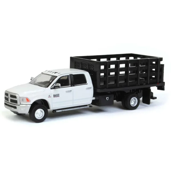 Manufacturer_Greenlight Collectibles Dump Trucks<1/64 White 2018 Ram 3500 Dually with Black Stake Bed, Outback Toys Exclusive
