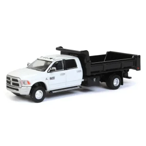 Manufacturer_Greenlight Collectibles Dump Trucks<1/64 White 2018 Ram 3500 Dually with Black Dump Bed, Outback Toys Exclusive