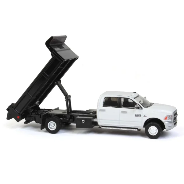 Manufacturer_Greenlight Collectibles Dump Trucks<1/64 White 2018 Ram 3500 Dually with Black Dump Bed, Outback Toys Exclusive