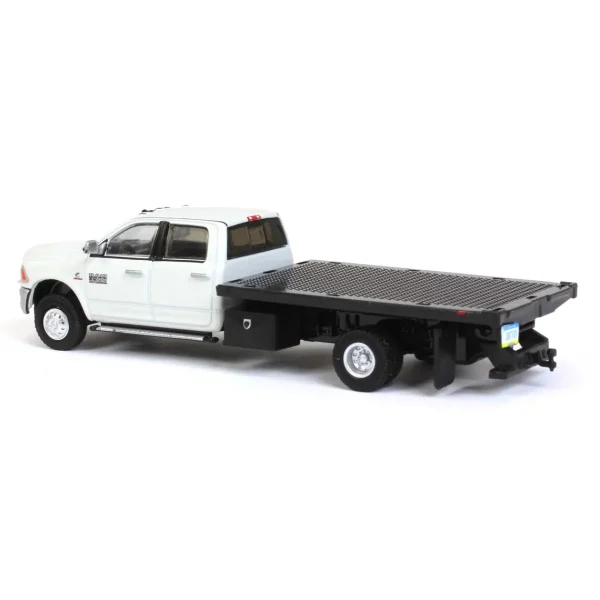 Manufacturer_Greenlight Collectibles Dump Trucks<1/64 White 2018 Ram 3500 Dually with Black Stake Bed, Outback Toys Exclusive