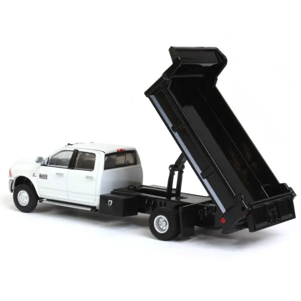 Manufacturer_Greenlight Collectibles Dump Trucks<1/64 White 2018 Ram 3500 Dually with Black Dump Bed, Outback Toys Exclusive