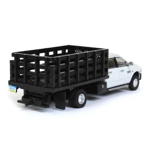 Manufacturer_Greenlight Collectibles Dump Trucks<1/64 White 2018 Ram 3500 Dually with Black Stake Bed, Outback Toys Exclusive