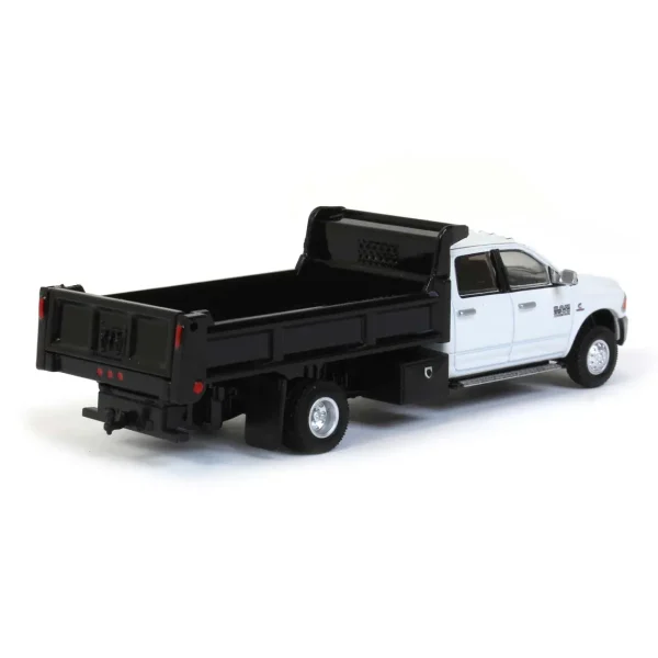 Manufacturer_Greenlight Collectibles Dump Trucks<1/64 White 2018 Ram 3500 Dually with Black Dump Bed, Outback Toys Exclusive