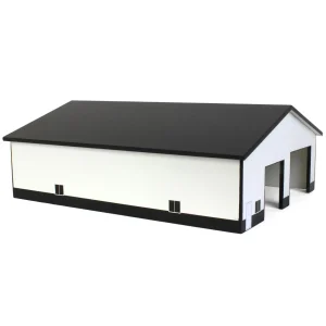 Outback Toys Wooden Barns & Large Accessories<1/64 White & Black 2 Door 60ft x 80ft Wooden Tractor or Truck Shop