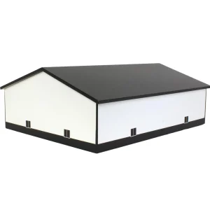 Outback Toys Wooden Barns & Large Accessories<1/64 White & Black 2 Door 60ft x 80ft Wooden Tractor or Truck Shop