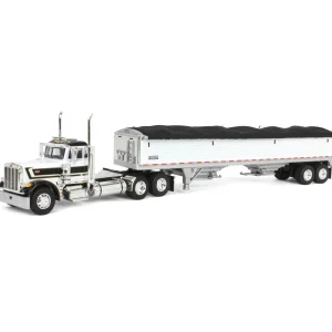 Manufacturer_DCP by First Gear Agricultural Trucks<1/64 White & Black Peterbilt 379 Day Cab with White Wilson Pacesetter Grain Trailer, DCP by First Gear