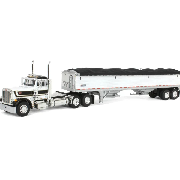 Manufacturer_DCP by First Gear Agricultural Trucks<1/64 White & Black Peterbilt 379 Day Cab with White Wilson Pacesetter Grain Trailer, DCP by First Gear