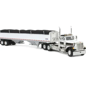Manufacturer_DCP by First Gear Agricultural Trucks<1/64 White & Black Peterbilt 379 Day Cab with White Wilson Pacesetter Grain Trailer, DCP by First Gear