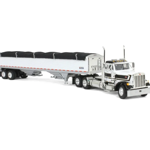 Manufacturer_DCP by First Gear Agricultural Trucks<1/64 White & Black Peterbilt 379 Day Cab with White Wilson Pacesetter Grain Trailer, DCP by First Gear
