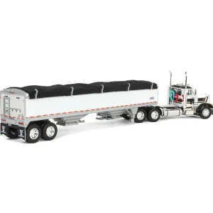 Manufacturer_DCP by First Gear Agricultural Trucks<1/64 White & Black Peterbilt 379 Day Cab with White Wilson Pacesetter Grain Trailer, DCP by First Gear
