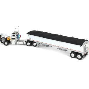Manufacturer_DCP by First Gear Agricultural Trucks<1/64 White & Black Peterbilt 379 Day Cab with White Wilson Pacesetter Grain Trailer, DCP by First Gear