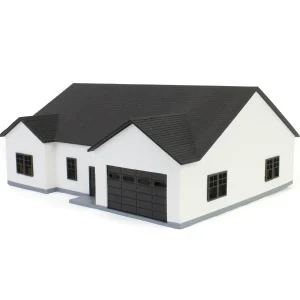 Outback Toys 3D Print & Small Accessories<1/64 White & Black “The Ranch” Farm House w/ Opening Garage & Back Deck, 3D Printed