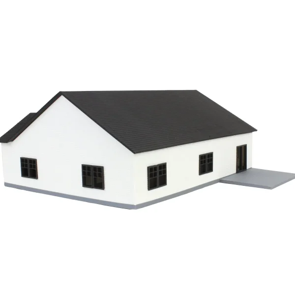 Outback Toys 3D Print & Small Accessories<1/64 White & Black “The Ranch” Farm House w/ Opening Garage & Back Deck, 3D Printed
